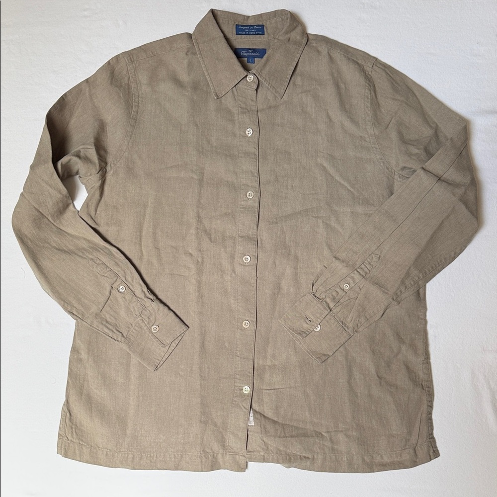 Faconnable‎ Beige 100% Linen Shirt